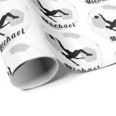 Fußball Goalie Keeper Black & White Player Name Geschenkpapier (Rolleneckpunkt)
