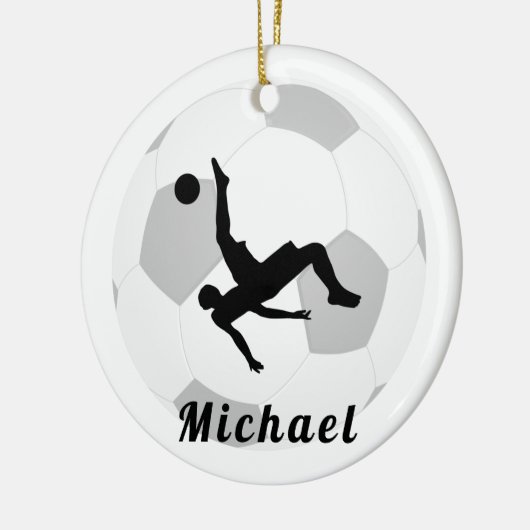 Fußball Goalie Keeper Black & White Player Name Keramik Ornament (Links)