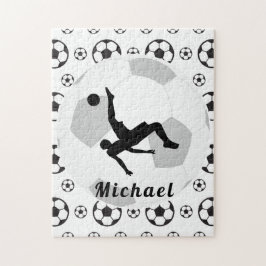Fußball Goalie Keeper Black & White Player Name Puzzle