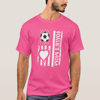Fußball Goalie Mama Usa Flag Herz T-Shirt
