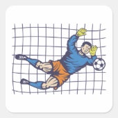 Fußball Goalie Quadratischer Aufkleber (Vorderseite)