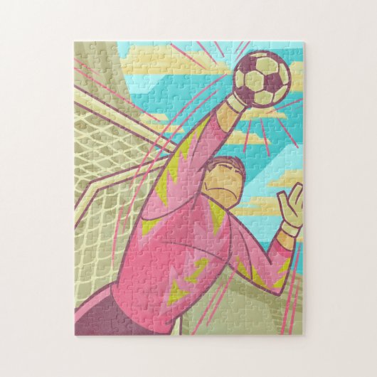 Fußball-Goalie-Torhüter Retro-Illustration Puzzle (Vertikal)