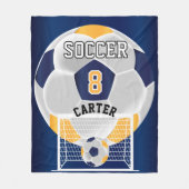 Fußball - Goldenes Gelb, Weiß und Blau Fleecedecke (Vorderseite)