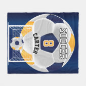Fußball - Goldenes Gelb, Weiß und Blau Fleecedecke (Vorderseite (Horizontal))