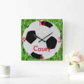 Fußball-Gras-Namen-Wanduhr Quadratische Wanduhr (Zuhause)