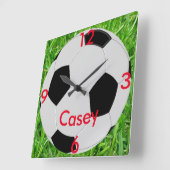 Fußball-Gras-Namen-Wanduhr Quadratische Wanduhr (Winkel)