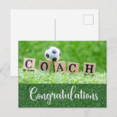 Fußball Gratulationskarte für Ball-Coach Postkarte (Vorne/Hinten)