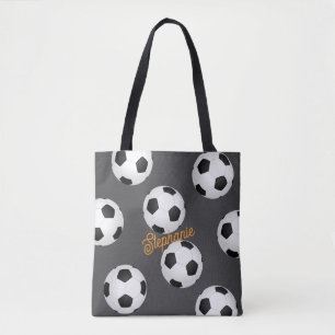 Fußball grau weiß mit Ihrem Namen Tasche