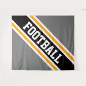 FUSSBALL Graugelbe schwarzgelbe, schlanke Streifen Wandteppich (Vorderseite (Horizontal))