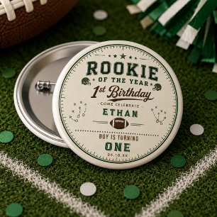 Fußball Green Rookie 1. Geburtstagsfeier Button