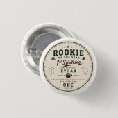 Fußball Green Rookie 1. Geburtstagsfeier Button (Vorne & Hinten)