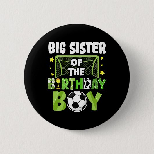 Fußball große Schwester Geburtstag Jungen Party Fu Button (Vorderseite)