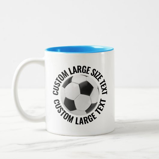 Fußball & Großer Text HELLBLAU 320g Custom Zweifarbige Tasse (Links)
