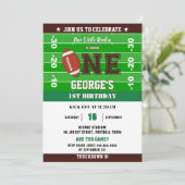 Fußball Grün Schwarz 1. Geburtstag Party Einladung (Stehend Vorderseite)