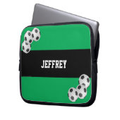 Fußball, Grün & Schwarz, Name, Computer Laptopschutzhülle (Vorderseite Links)