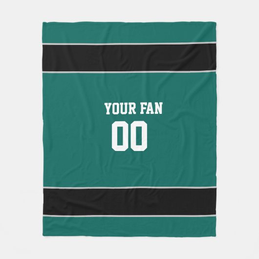 Fußball Grün, Schwarz und Weiß Personalisiert Fleecedecke (Vorderseite)