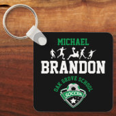 Fußball - Grün, Schwarz und Weiß Schlüsselanhänger (Vorderseite)