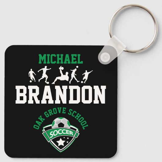 Fußball - Grün, Schwarz und Weiß Schlüsselanhänger (Rückseite)