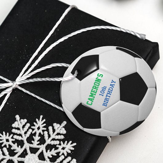 Fußball Grün und Blau Geschenkanhänger