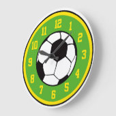 Fußball-Grün und Gelb Große Wanduhr (Winkel)