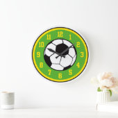 Fußball-Grün und Gelb Große Wanduhr (Zuhause)