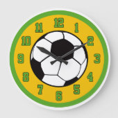 Fußball Grün und Gold Große Wanduhr (Vorderseite)