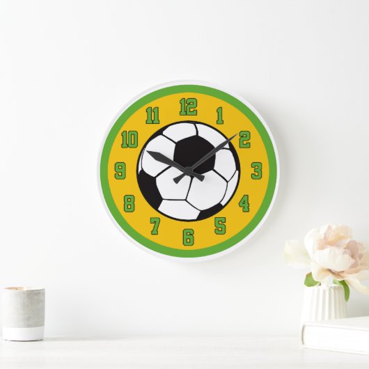 Fußball Grün und Gold Große Wanduhr (Zuhause)