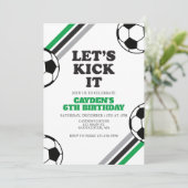 Fußball - Grün zum Geburtstag Einladung (Stehend Vorderseite)