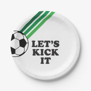 Fußball Grüne Streifen Lass uns Kicken Geburtstag Pappteller
