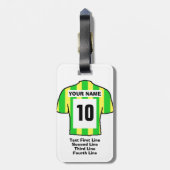 Fußball - Grüne und Gelbe Shirts Fußballfan Gepäckanhänger (Rückseite vertikal)