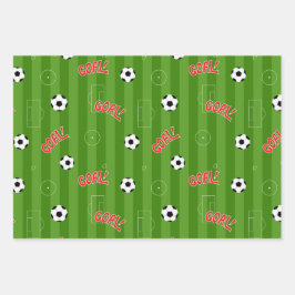 Fußball Grüner Sportplatz Geschenkpapier Set