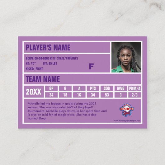 Fußball-Handelskarte (Lila) - Ihre Stände hinzufüg Telefonnummerkarte (Rückseite)