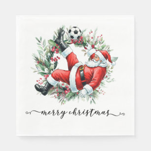 Fußball Happy Holidays Santa spielt Fußball Serviette