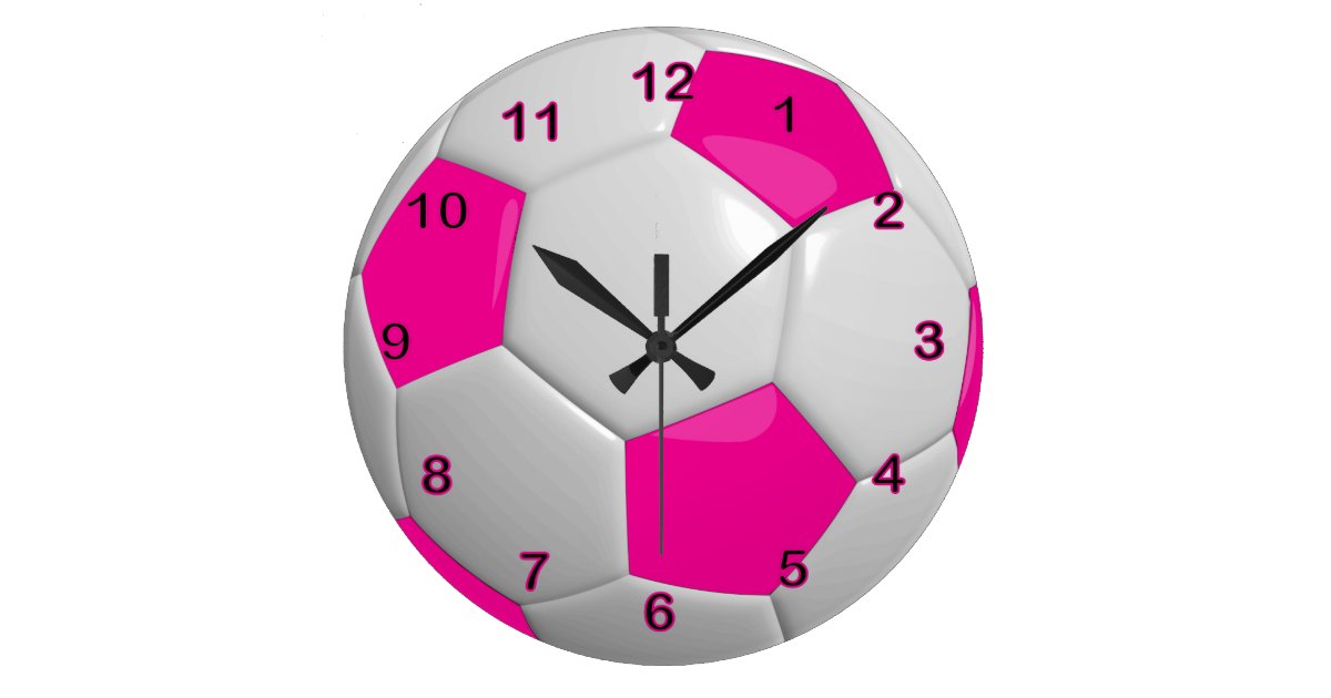Ehrfürchtig Große Wanduhr Rosa Fußball Heiß rosa Große Wanduhr