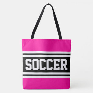 FUSSBALL Helles Rosa Schwarz Weiß Rennstreifen Tasche