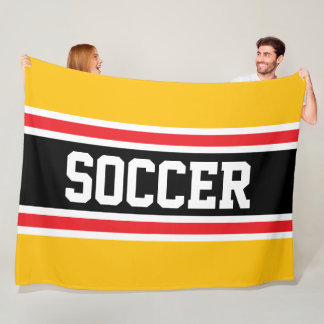 FUSSBALL Helles Rot Gelb Orange Schwarz Streifen Fleecedecke