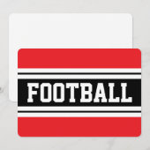 FUSSBALL Helles Rot Schwarz Weiß Rennstreifen Einladung (Vorne/Hinten)
