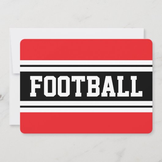FUSSBALL Helles Rot Schwarz Weiß Rennstreifen Einladung (Vorderseite)