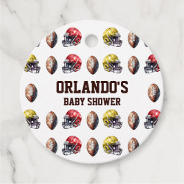 Fußball-Helm und Babydusche Geschenkanhänger