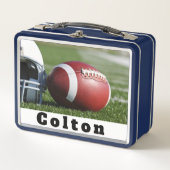 Fußball Helm und Ball Metall Brotdose (Vorderseite)