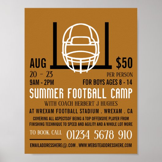 Fußball-Helm & Ziel, Fußball-Camp-Werbung Poster (Vorne)