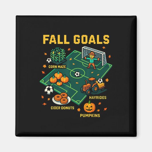 Fußball Herbst Tore Spaß Kinder Herbst Pixel Video Magnet (Vorne)