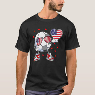 Fußball Herz Amerikanische Fahne 4. Juli Sport T-Shirt