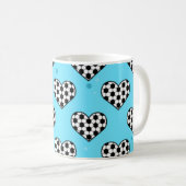 Fußball Herz Ball Textur - Blue Background Kaffeetasse (VorderseiteRechts)
