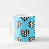 Fußball Herz Ball Textur - Blue Background Kaffeetasse (Vorderseite Links)