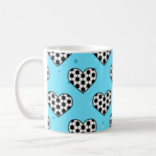 Fußball Herz Ball Textur - Blue Background Kaffeetasse