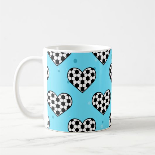 Fußball Herz Ball Textur - Blue Background Kaffeetasse (Links)