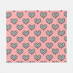 Fußball Herz Ball Textur - Rosa Hintergrund Fleecedecke