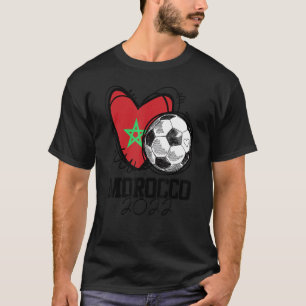 Fußball Herz Marokko-Flagge marokkanischer Fußball T-Shirt