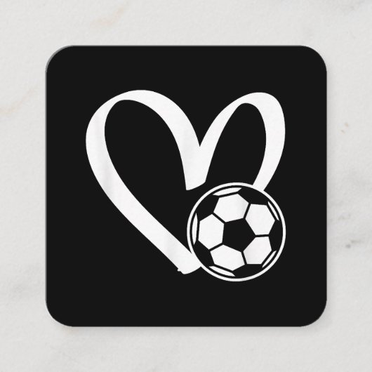 Fußball-Herz Quadratische Visitenkarte (Vorderseite)